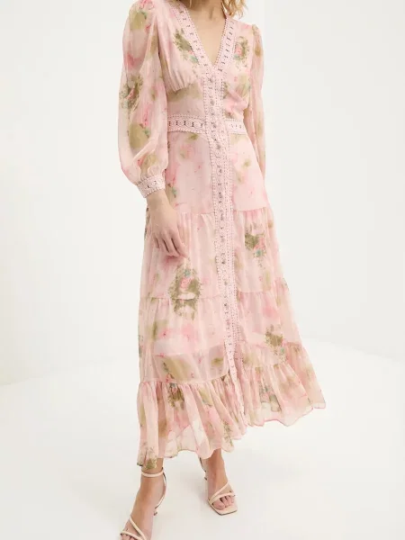 Answear Lab rochie maxi evazati roz