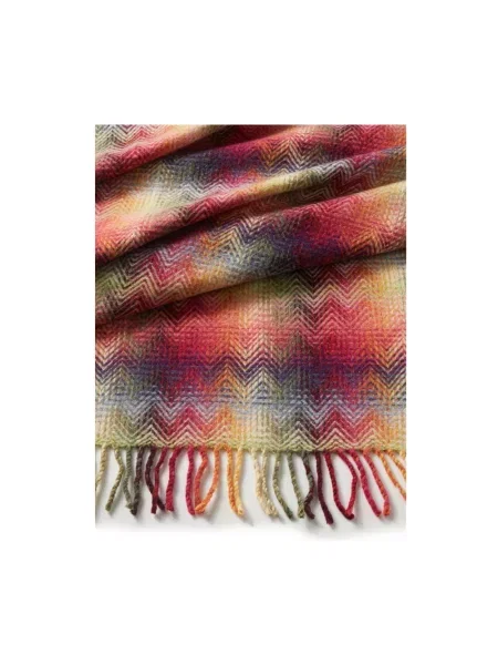 Wielobarwność szal Missoni Home z frędzli czerwona