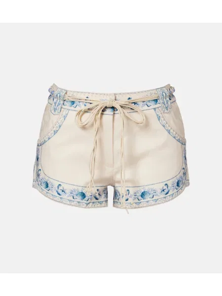 Lniane szorty Zimmermann w kwiatki białe