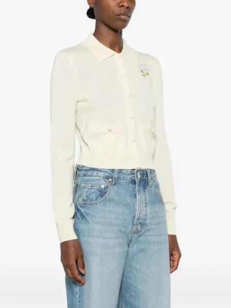 Cardigan Self-portrait cu model floral galben