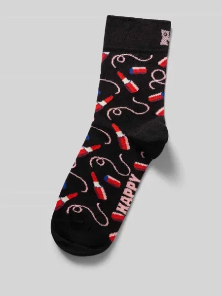 Skarpety z nadrukiem z motywem na całej powierzchni Happy Socks czarne
