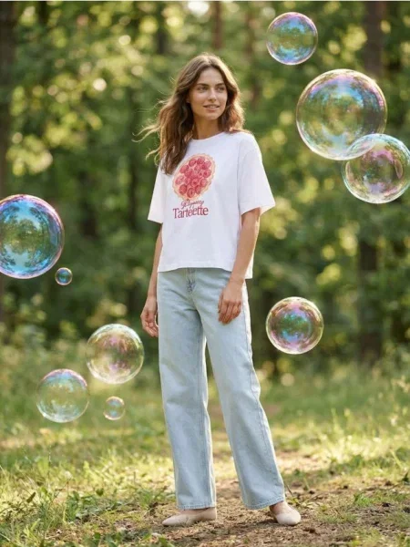 Футболка з принтом тарта білий