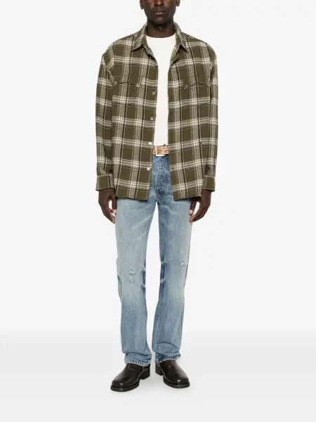 Viseltes hatású kockás ing Rhude zöld