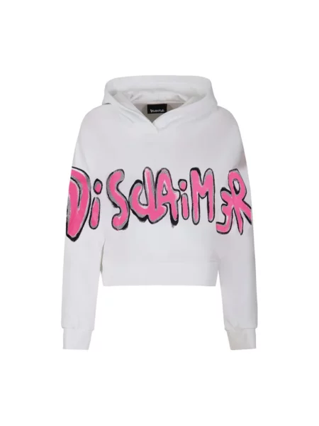 Bluza z kapturem Disclaimer z dżerseju o skróconej długości biała
