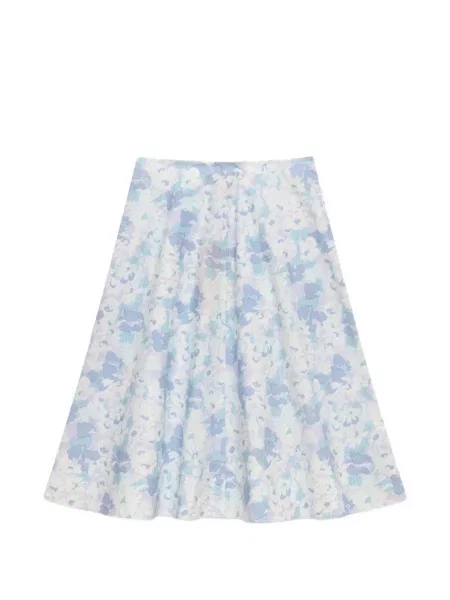 Fustă midi Marni cu model floral cu imagine din poplin alb