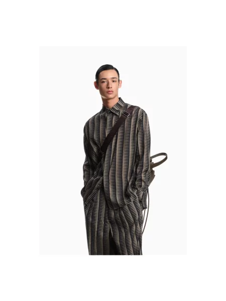 Lekka koszula Emporio Armani z nadrukiem brązowa