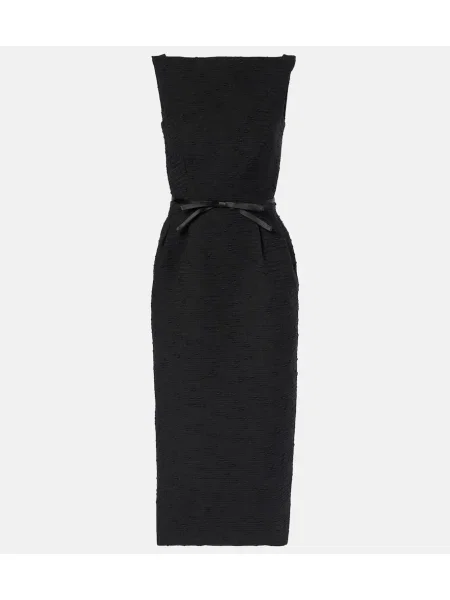 Sukienka midi Erdem tweedowa do kolan garniturowa czarna