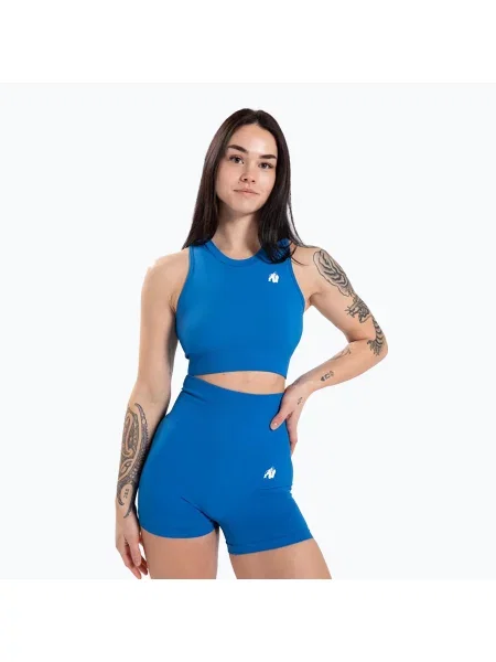 Koszulka sportowa Gorilla Wear o krotszym kroju bezszwowa niebieska