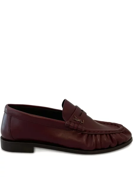 Pantofi loafer Saint Laurent plisate roșu