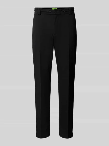 Spodnie materiałowe o kroju tapered fit w kant model ‘JUNO’ Cinque czarne