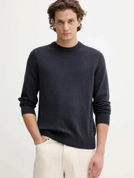 Marc O'Polo sweter z domieszką wełny granatowy lekki niebieski