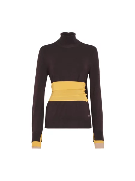 Sweter Fendi żakardowy brązowy
