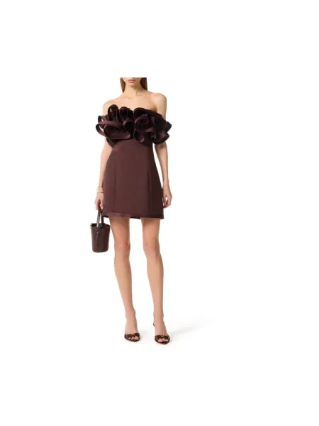 Sukienka mini Elisabetta Franchi brązowa