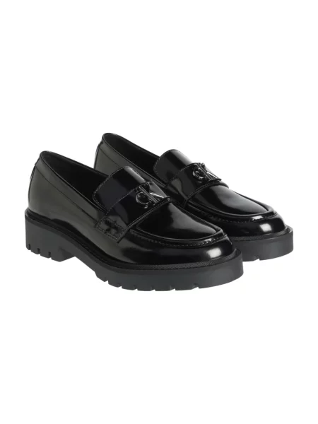 Loafersy Calvin Klein Jeans skórzane czarne