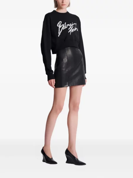 Hanorac Balmain cu imagine negru