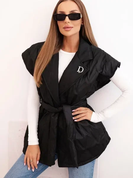 Gulerat vestă Kesi Włoski matlasată cu picior lat negru