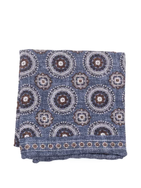 Fular Brunello Cucinelli cu imagine cu imprimeu geometric albastru