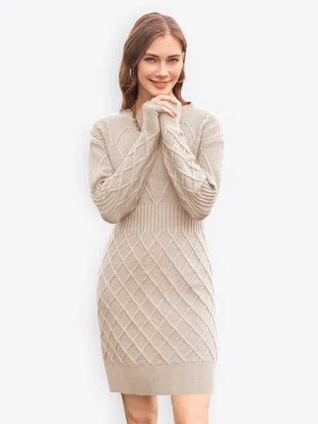 Imily Bela Rochie tricotat bej