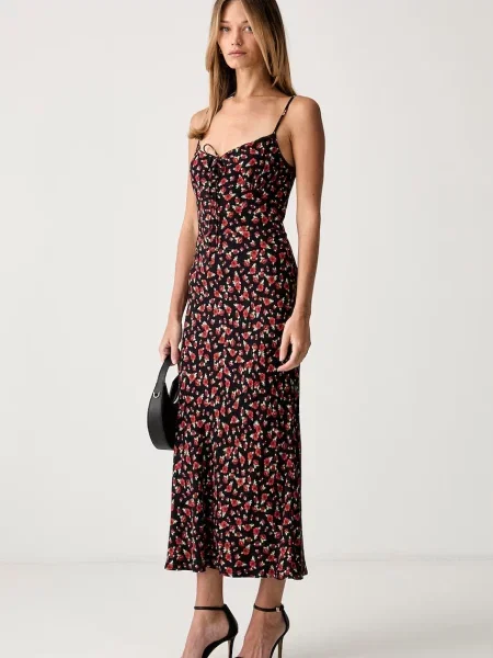 Le Privé rochie de vară din vâscoză NELIA FLEUR negru
