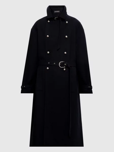 Шерстяное двубортное пальто Ann Demeulemeester черное