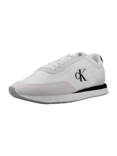Šnurovacie čipkované retro tenisky Calvin Klein Jeans biela