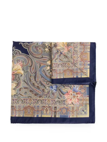 Fular Etro cu model paisley albastru