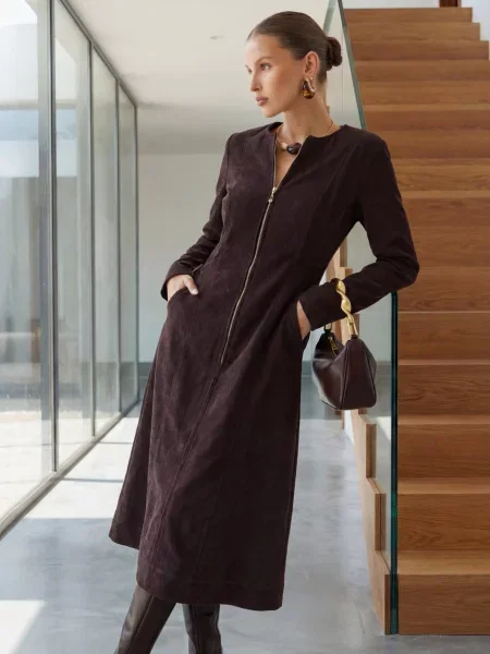 Сукня міді Dressa оксамит коричневий