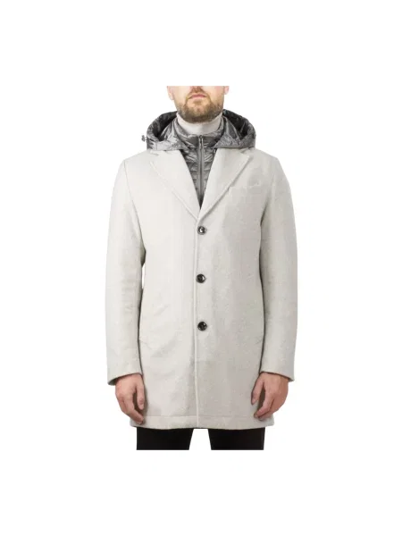 Płaszcz Hèskimo wełniany z kapturem szary