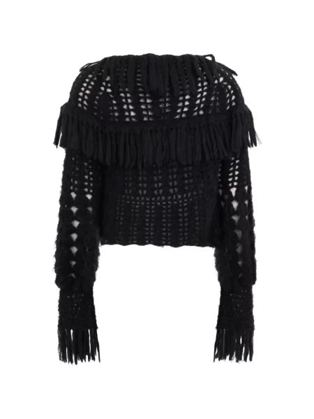 Pulover Alberta Ferretti cu franjuri negru