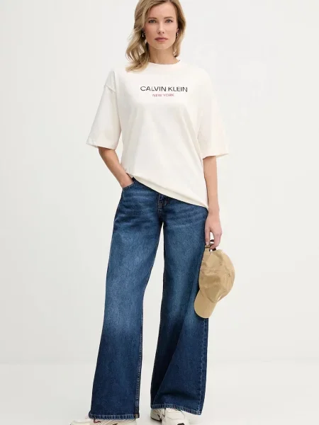 Calvin Klein Jeans Majica rdeča / črna / naravno bela bež