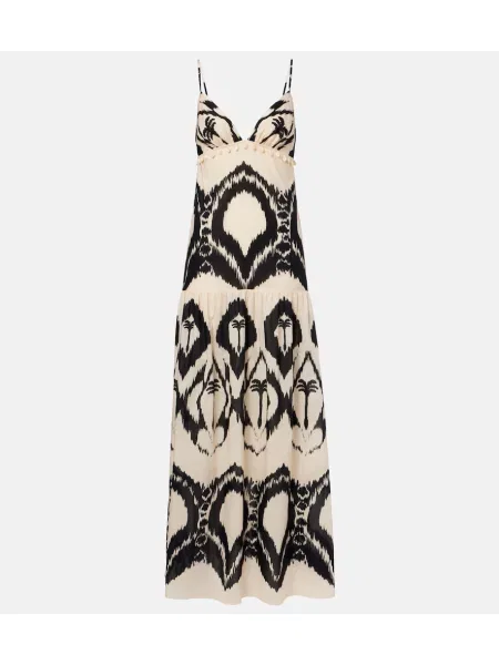 Rochie maxi Johanna Ortiz cu imagine din poplin alb