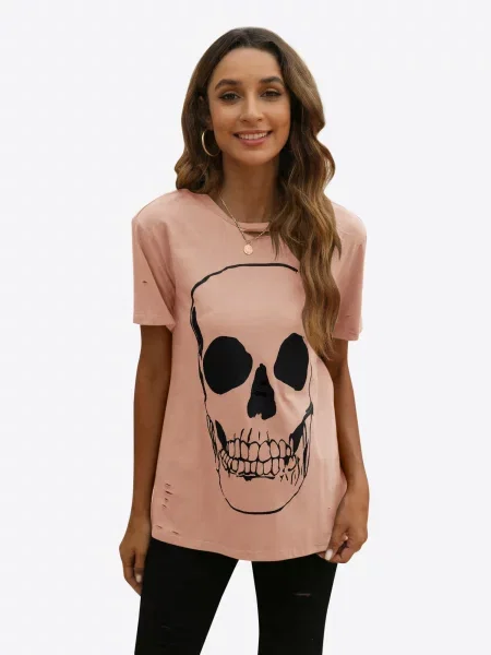Imily Bela Tricou roz pastel negru