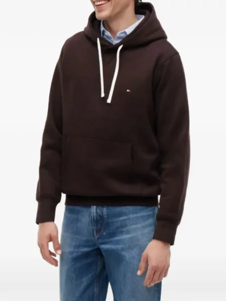 Hanorac cu glugă Tommy Hilfiger cu broderie cu cordon maro