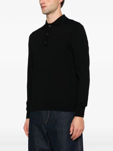 Lung tricou polo éphémère negru