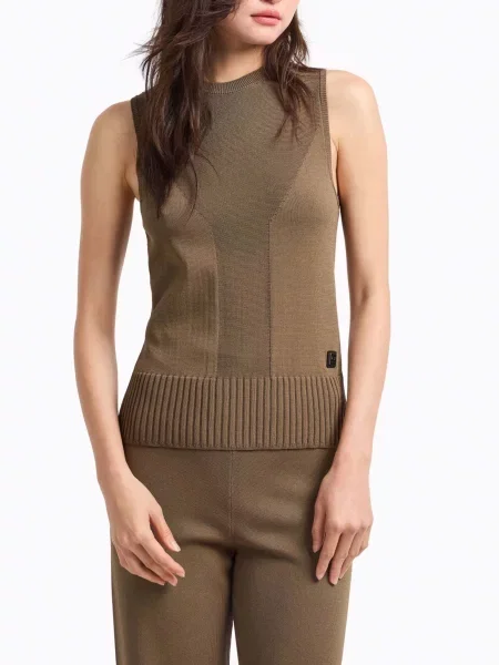 Майка Armani Exchange віскоза/поліамід коричневий