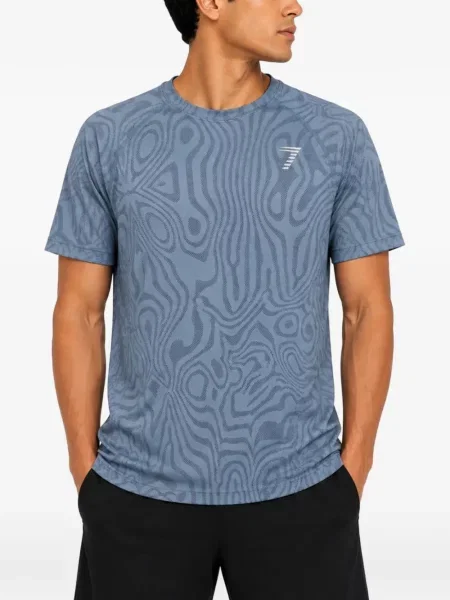 Tricou Emporio Armani cu imagine cu imprimeu abstract albastru