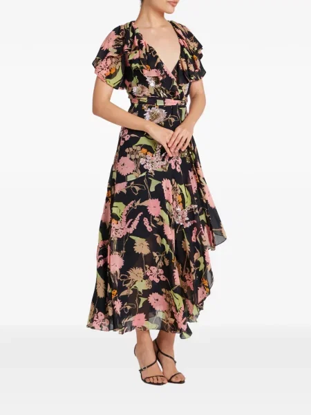 Рокля Temperley London с пайети на цветя черно