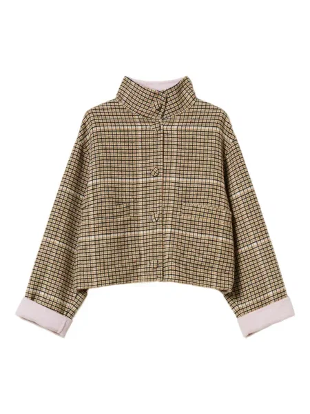 Kurtka Twinset w kratkę dwustronna brązowa