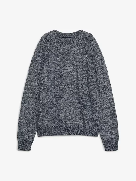 Sweter z grubej dzianiny o melanżowym wyglądzie niebieski