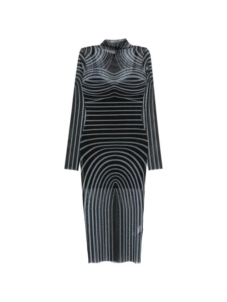 Sukienka midi Patrizia Pepe z nadrukiem tiulowa w abstrakcyjne wzory czarna