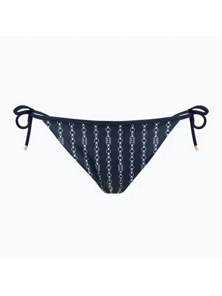 Tommy Hilfiger Cheeky String Бански костюм Долна част със странична връзка Печат на флаг верижка dark night navy синьо