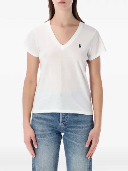 Tricou Polo Ralph Lauren lung cu decolteu în V albastru