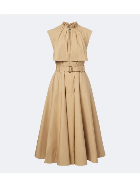 Rochie midi Burberry din poplin bej