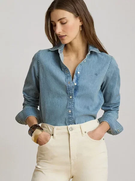 Lauren Ralph Lauren cămașă pentru femei din denim albastru