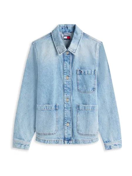 Tommy Jeans Geacă de primăvară-toamnă bleumarin / albastru deschis / roșu alb