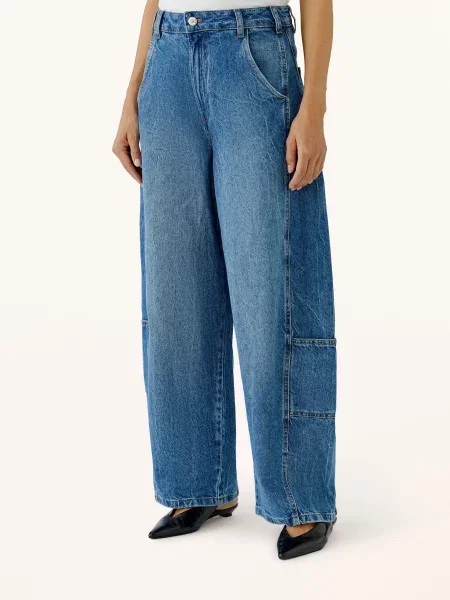 Oui Cargo Džíny midmidblue denim