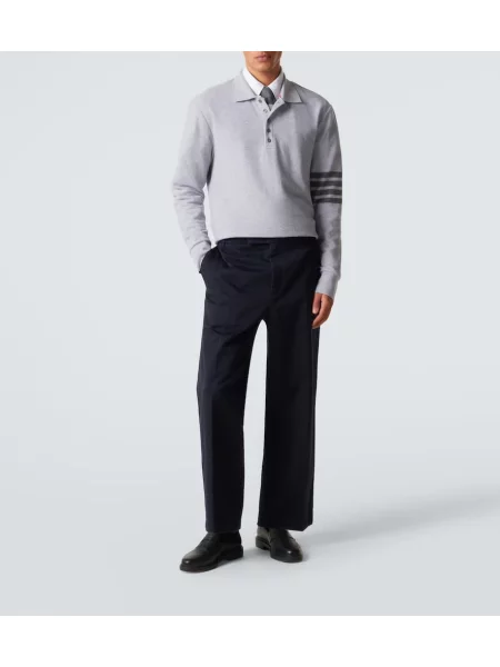 Gra polo Thom Browne z długim rękawem szary