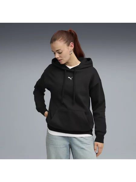 PUMA dzianinowa bluza z kapturem Essentials o luÅºnym kroju OdzieÅ¼ S czarny