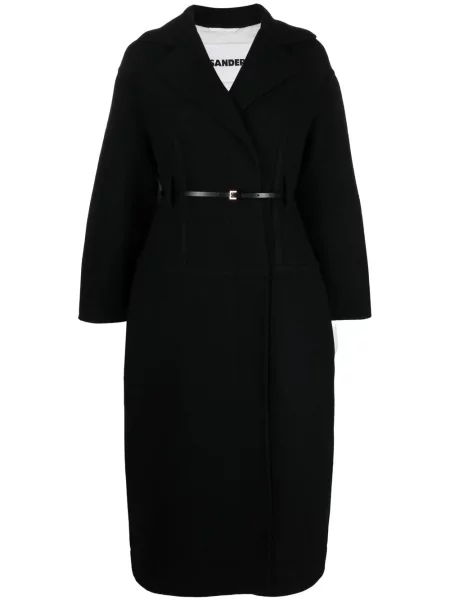 Vlněný kabát Jil Sander černý
