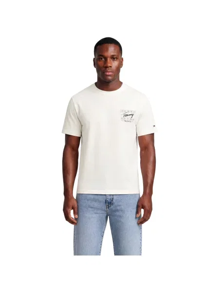 Tommy Jeans Tricou SIGN FLAG' alb